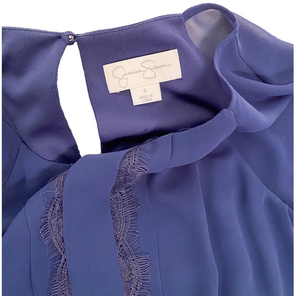 SOLD Navy Jessica Simpson Chiffon Dress Sz 4 - Picture 5 of 9